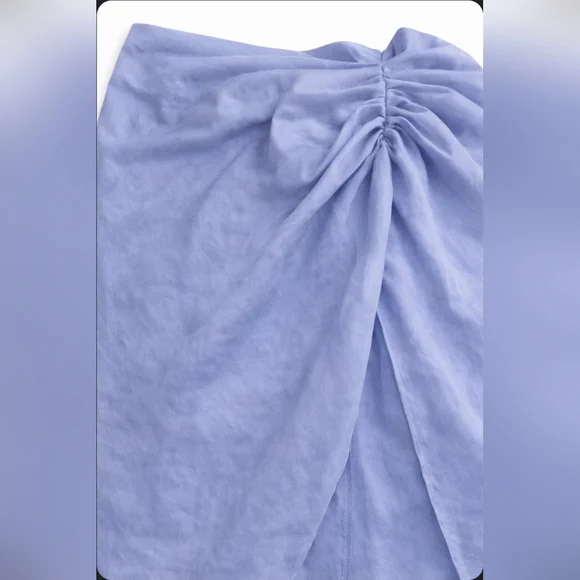 Talulah Lavender Wrap Midi Skirt M | Draped Front Tie Flowy Elegant - Picture 2 of 5